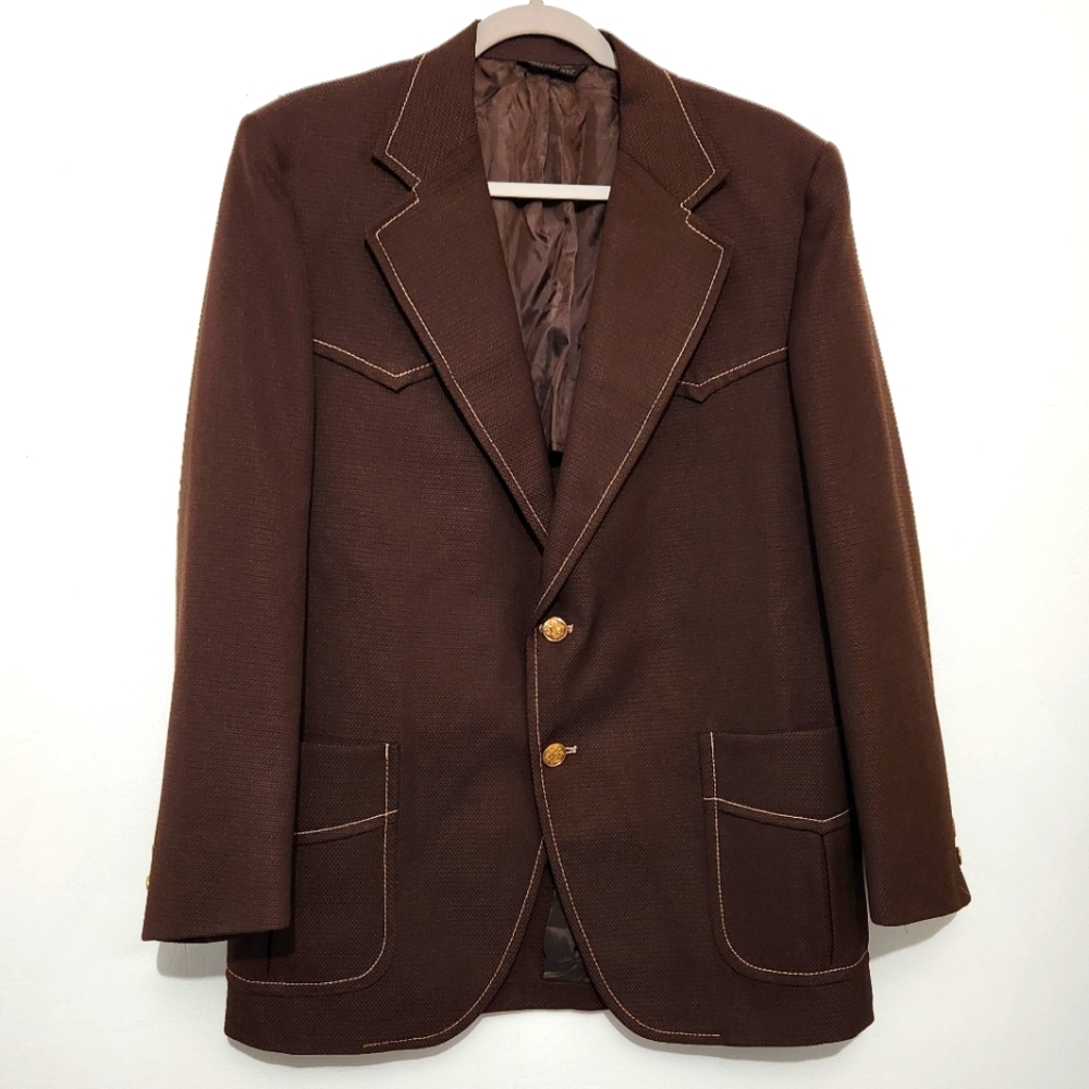 Vintage Anderson-Little Brown Blazer 40R Gold Button Western Heritage Sport Coat